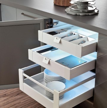 Image of an intuitive kitchen storage solution for storing utensils.